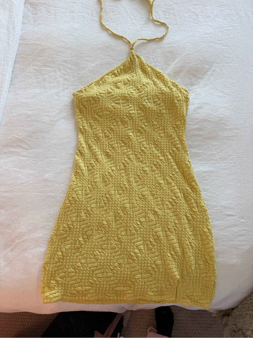 Target Yellow Halter Textured Mini Dress